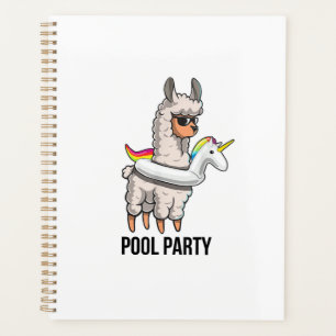 Pool Party Llama Unicorn Float Shirt Funny Llama G Planner