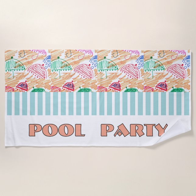 POOL PARTY Logo  Beach Towel (Front)