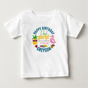 Pool Party Modern Summer Themed Birthday Party Baby T-Shirt
