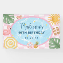 Pool Party Modern Summer Themed Girl Birthday
