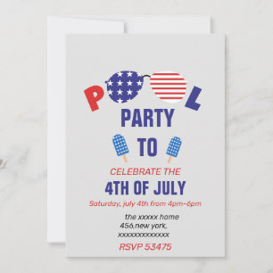 Pool Party On The 4th Of July Invitation