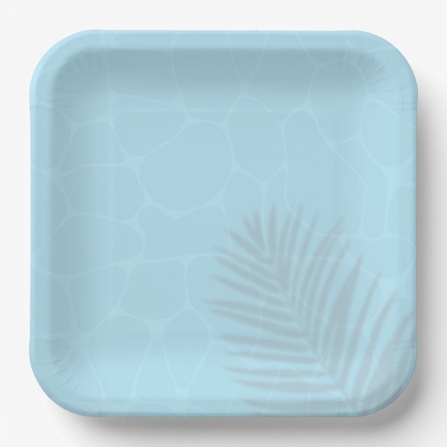 Pool Party Palm Tree Paper Plates (Front)