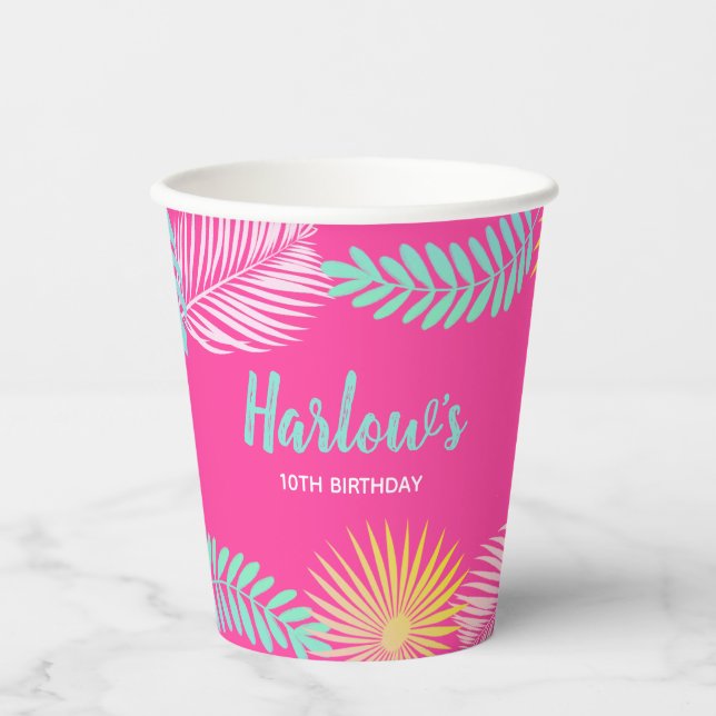 Pool Party Paper Cups | Tropical Party Cups (Front)