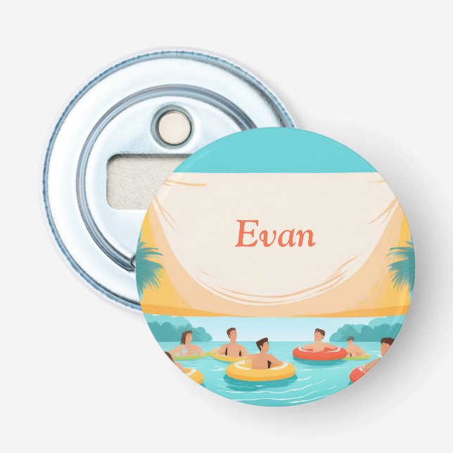 Pool Party Personalised Pool Floats Bottle Opener (Front)