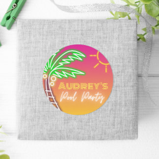 Pool Party Pink Neon Classic Round Sticker