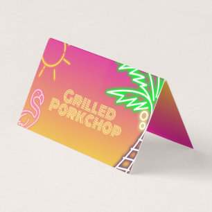 Pool Party Pink Yellow Food Label Tent Card