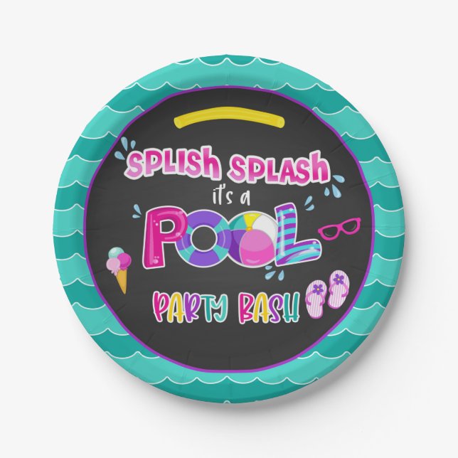 Pool Party Plate - Girl BL (Front)