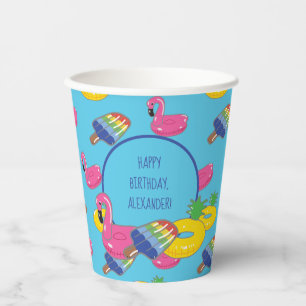 Pool Party Pool Floats Patterned Personalised Paper Cups