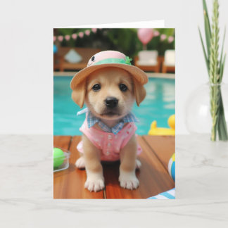Pool Party Puppy Cute All Occasions Card