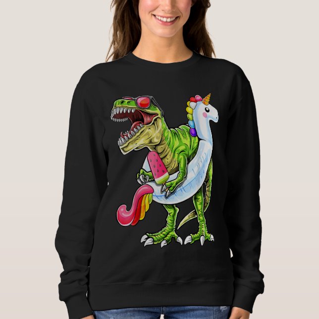 Pool Party Rex Dinosaur Unicorn Float Summer 1 Sweatshirt (Front)