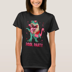 Pool Party Rex With Pink Flamingo Float Summer Vib T-Shirt