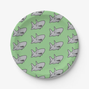 Pool Party Shark Birthday Paper Plates