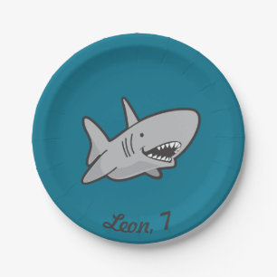 Pool Party Shark Birthday Paper Plates