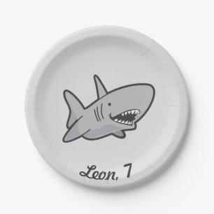 Pool Party Shark Birthday Paper Plates