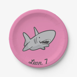 Pool Party Shark Birthday Paper Plates