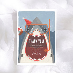 Pool Party Shark Summer Boy Birthday Thank You Card