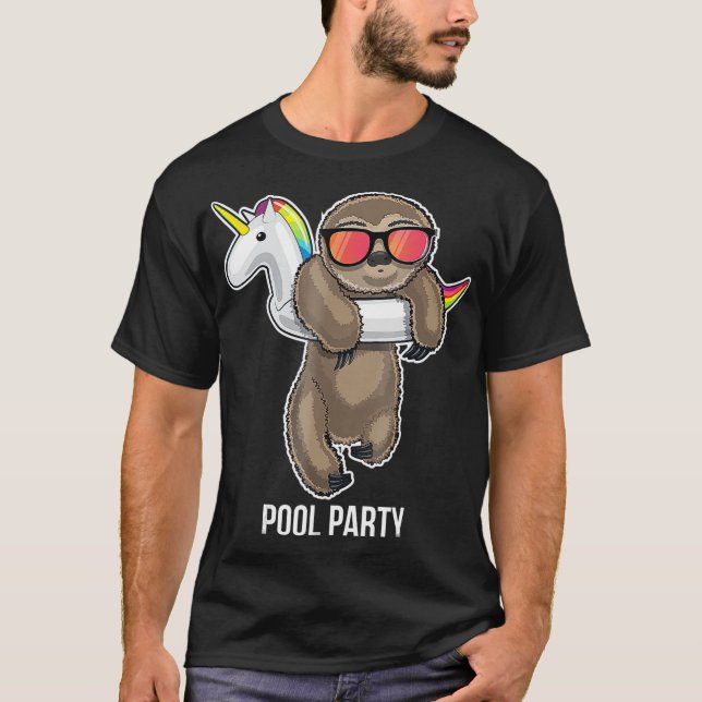 Pool Party Sloth Unicorn Float  Funny Sloth Kids T-Shirt (Front)
