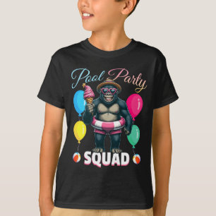 Pool party squad funny gorilla summer vacation T-Shirt