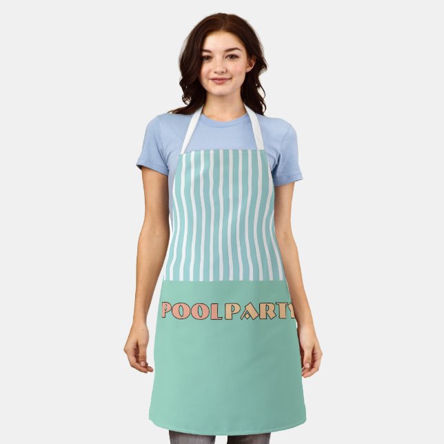 POOL PARTY Stripe Caterer Chef  Apron (Worn)