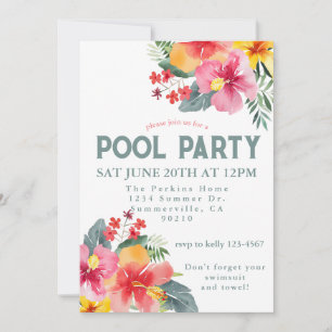 Pool Party Summer BBQ Invitation