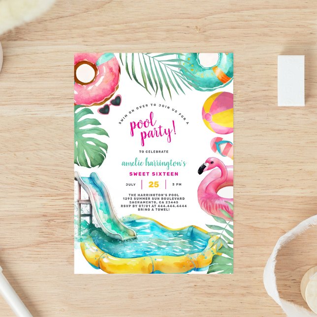 Pool Party Summer Beach Birthday Invitation (Creator Uploaded)