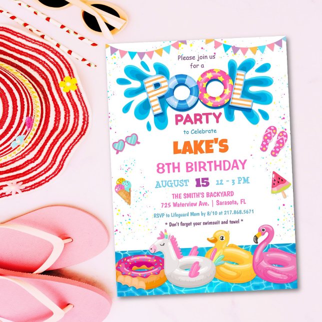 Pool Party Summer Birthday Invitation (Creator Uploaded)