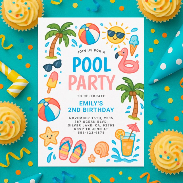 Pool Party Summer Birthday Party Invitation (Creator Uploaded)