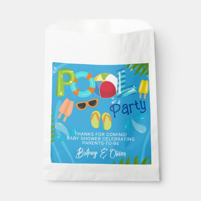 Pool Party Summer Boy Baby Shower Favour Bags (Front)
