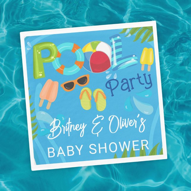 Pool Party Summer Boy Baby Shower Napkin (Creator Uploaded)