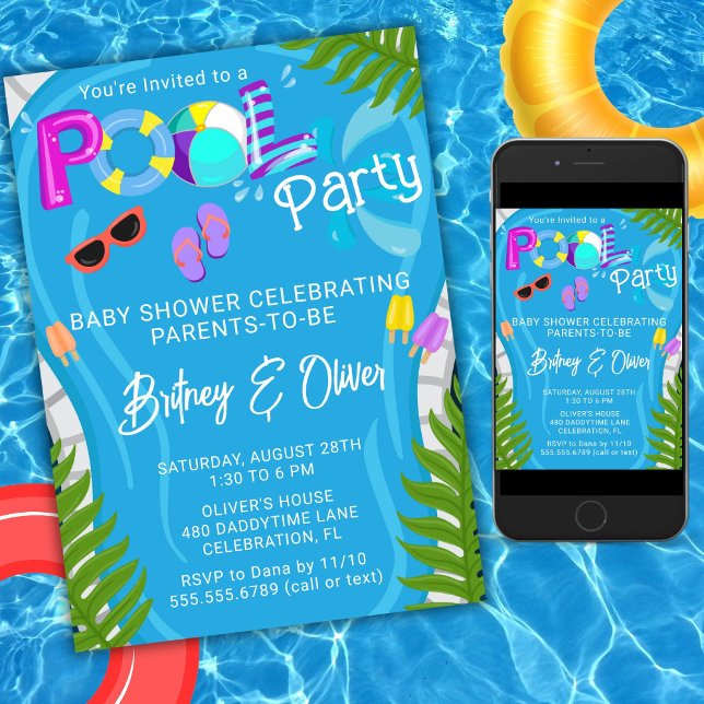 Pool Party Summer Gender Neutral Baby Shower Invitation (Creator Uploaded)