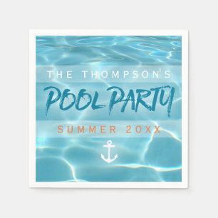 Pool Party Summer Nautical Custom Napkin