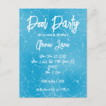Pool Party Sweet 16 Water Blue Minimalist Bday
