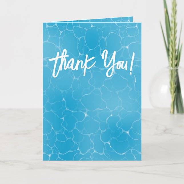 Pool Party Sweet 16 Water Blue Minimalist Bday Thank You Card (Front)
