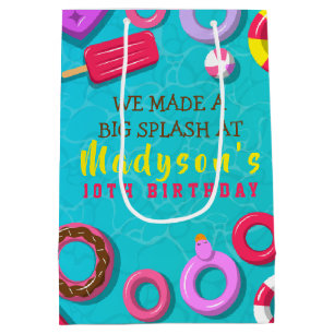 POOL PARTY SWIM Birthday Gift Favour Tags Medium Gift Bag