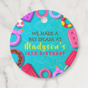 POOL PARTY SWIM FLOATY Birthday Gift Favour Tags