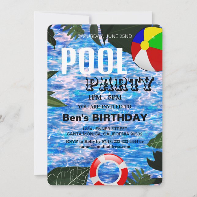 Pool Party | Swimming Birthday Invitation (Front)