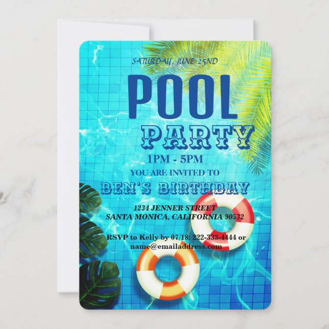 Pool Party | Swimming Birthday Invitation (Front)