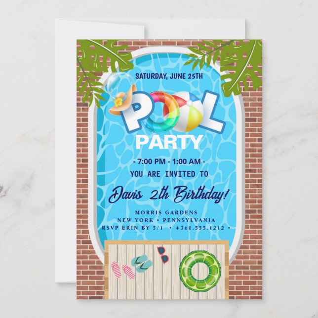 Pool Party | Swimming Birthday Invitation (Front)