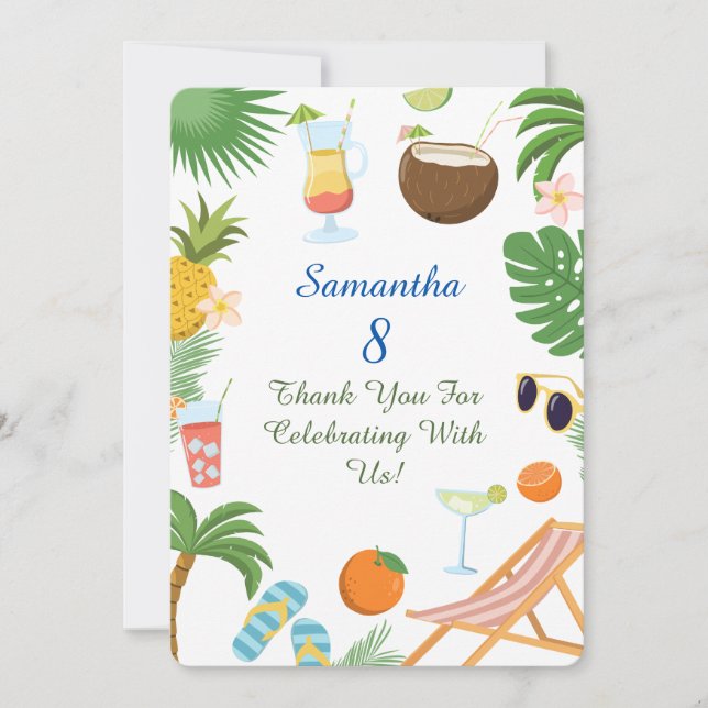 Pool Party Thank You Card - Summer Theme (Front)