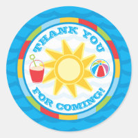 Pool Party Thank You Favour Sticker Label