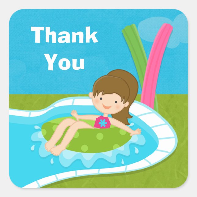 Pool Party Thank You Sticker (Front)