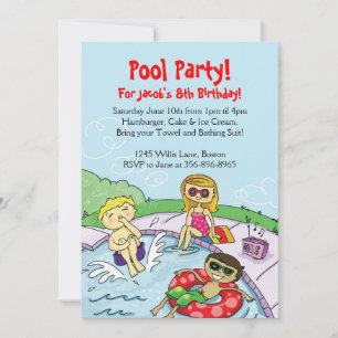 Pool Party Themed Birthday Invitation