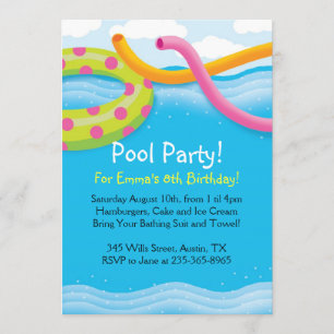 Pool Party Themed Invitations