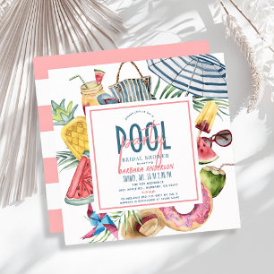 Pool Party Tropical Beach Gear Bridal Shower Invitation