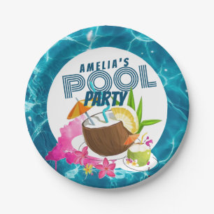  Pool Party   Tropical Birthday Party Beach Party Paper Plate