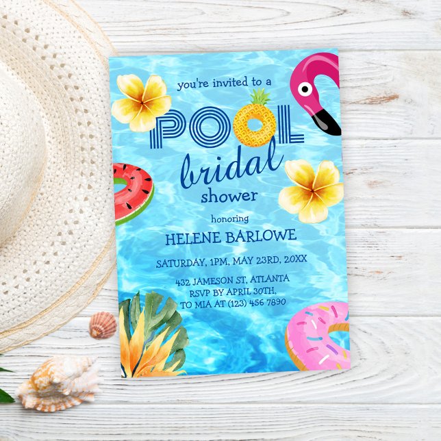 Pool Party Tropical Water Bridal Shower Invitation (Pool Party Tropical Water Bridal Shower Invitation)