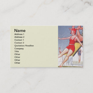 Pool Party Vintage Swimming Summer Business Card