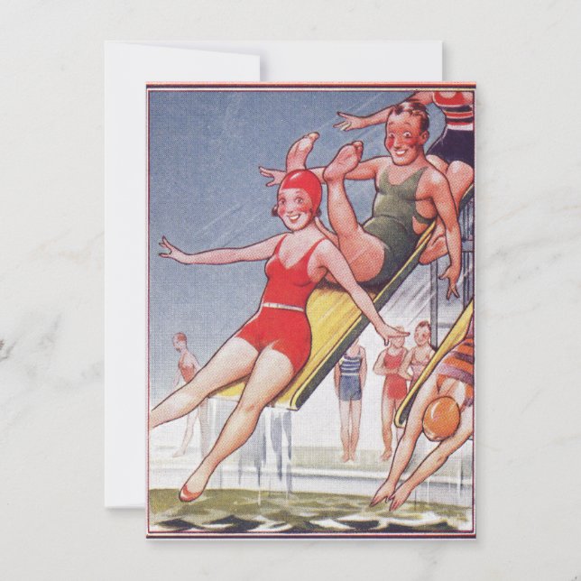 Pool Party Vintage Swimming Summer Invitation (Front)