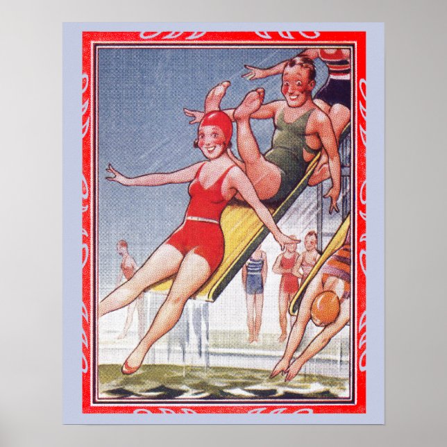 Pool Party Vintage Swimming Summer Poster (Front)
