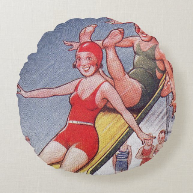 Pool Party Vintage Swimming Summer Round Cushion (Front)